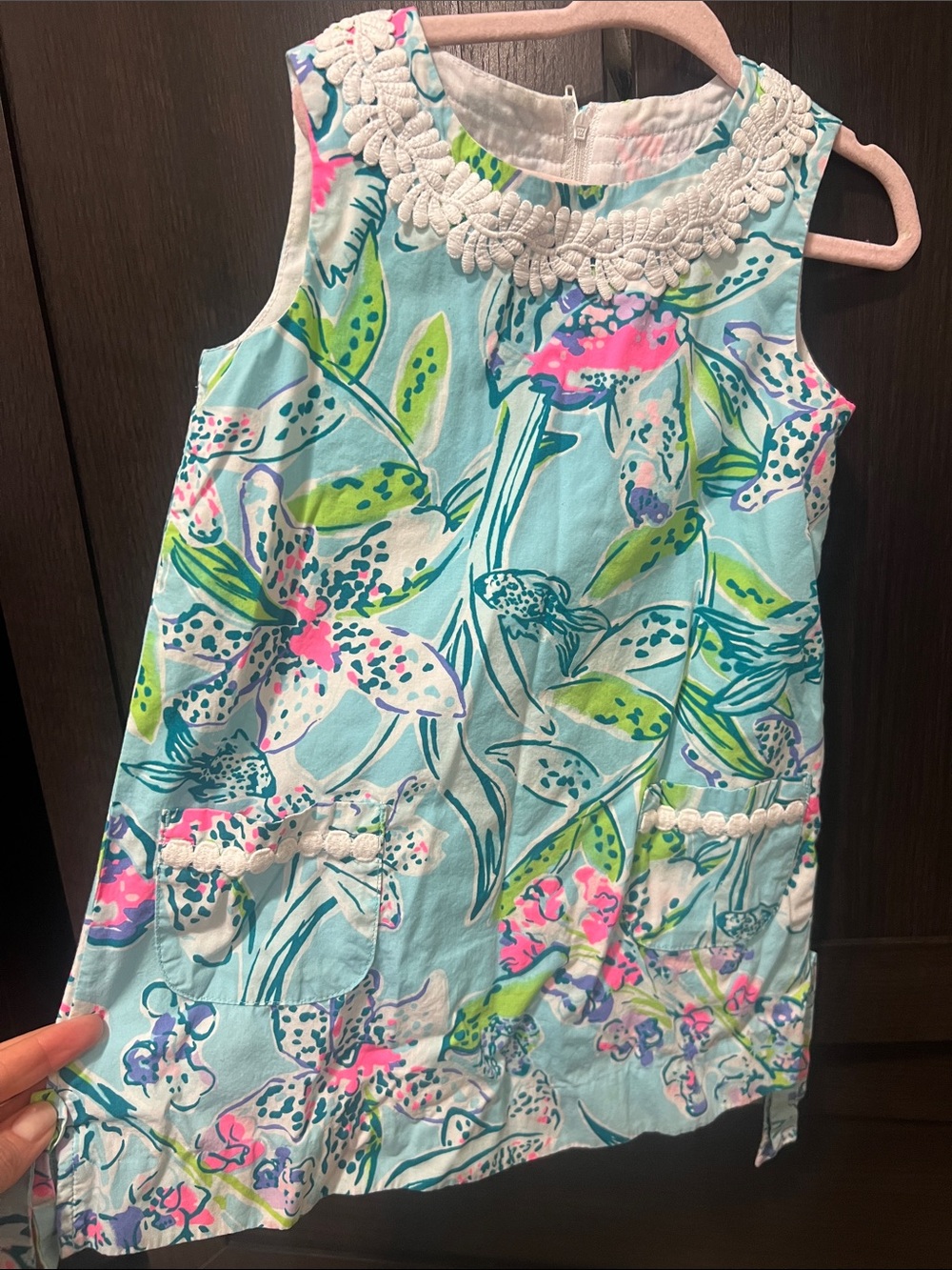 Lilly Pulitzer Girls Floral Shift Dress in Aqua, Pink, Green